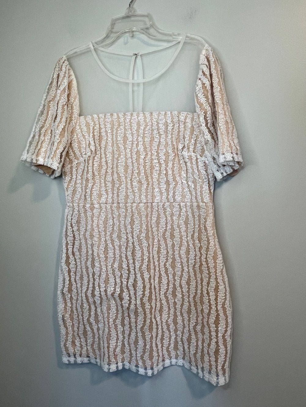 Lulus Cream & White Textured Lace Mini Dress